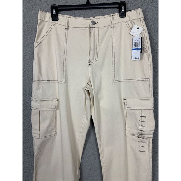 Ultra Flirt Women's Juniors' Wide Leg Fit Cargo Pants High Waist Beige XL NWT's - Picture 2 of 8